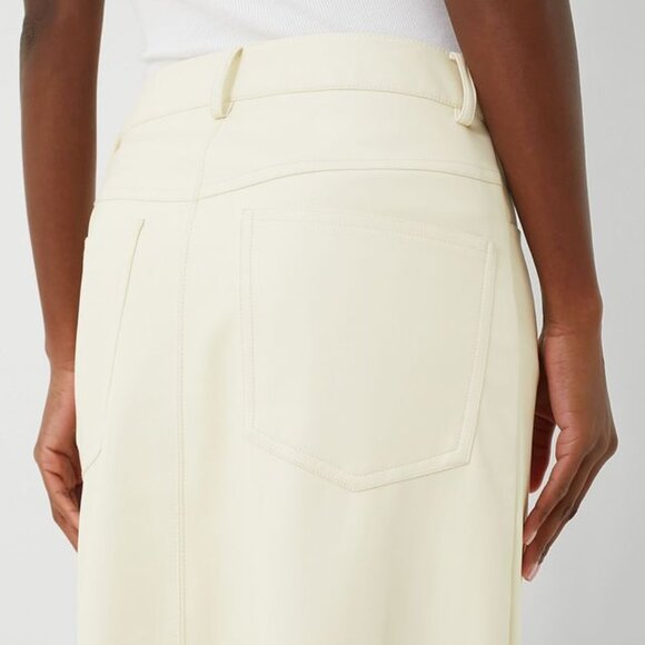 Ecru Vegan Leather Midi Skirt - Picture 4 of 5